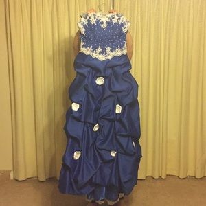 Royal blue strapless prom or pageant dress